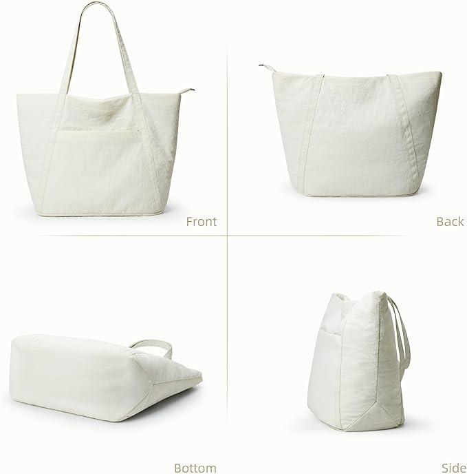WLLWOO Large Gym Tote Bag for Women Sport Yoga, 24L Travel Beach Bag Lightweight Zipper Shoulder Handbag for Daily Work