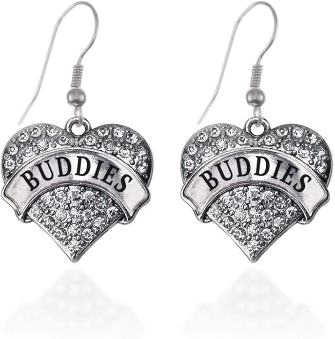 Inspired Silver - Silver Pave Heart Charm French Hook Drop Earrings with Cubic Zirconia Jewelry
