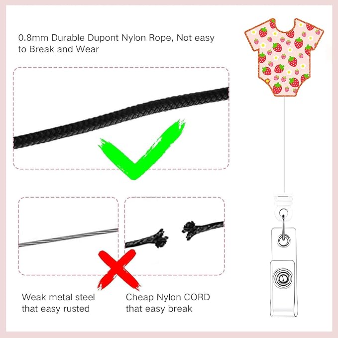 2 Pcs Garment Badge Reel- Retractable ID Holder with Alligator Clip& Nylon Cord | AcrylicClip for Nurse Nurses Office Worker Teacher Student