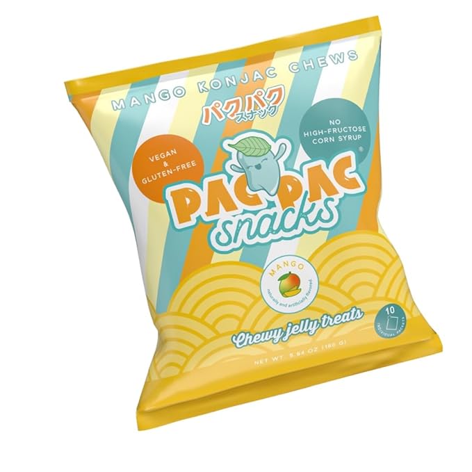 Mango Konjac Chews | Premium Konjac Jelly Treats | Vegan, Gluten-Free, Low-Calorie | Crafted in Japan | Only 4g Sugar, 0g Fat per Serving | Refreshing Fruit Snack for Weight Management