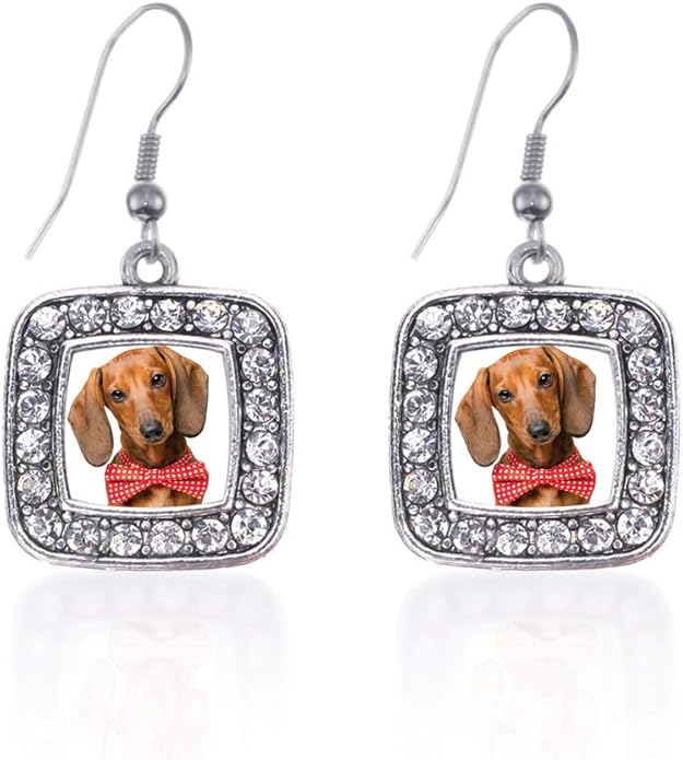 Inspired Silver - Silver Square Charm French Hook Drop Earrings with Cubic Zirconia Jewelry