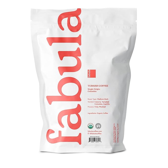 Fabula Organic Turkish Coffee - Very Fine Grind - Low Acid - Single Origin - Non-GMO - Mold Free - 12 Ounces