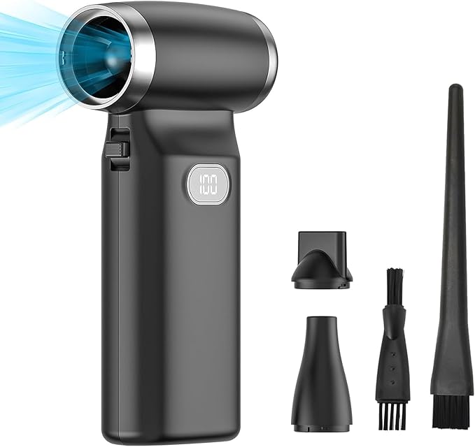 Compressed Air Duster, Electric Dust Blower, High-Speed Electric Air Duster, 8000mAh Rechargeable Mini Jet Blower, 100 Gear Adjustable 130000RPM, PC Cleaning Set for Laptops, Keyboards, Cars