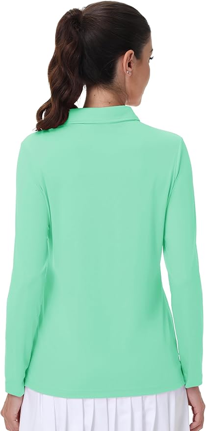 MAGCOMSEN Women's Polo Shirts Long Sleeve Golf Shirt Quick Dry UPF 50+ Sun Protection Lightweight Tennis Shirts