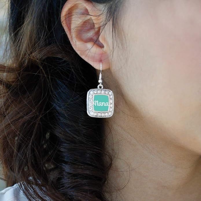 Inspired Silver - Silver Square Charm French Hook Drop Earrings with Cubic Zirconia Jewelry