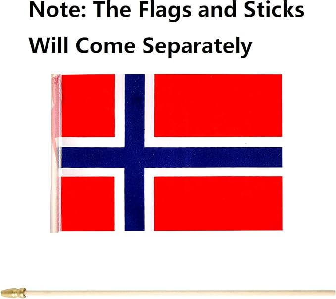 GSYLPFT 12 Pack Norwegian Flags on Sticks Norway Small Mini Hand Held Flags for Office Classroom Holiday Party Decorations