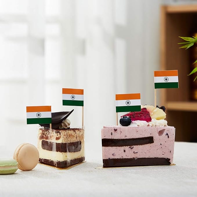 mflagperft India Flag Indian Flag, Small Mini India Toothpick Flags for Food, Cupcakes, Cocktails, Appetizers, Bar Party Decorations