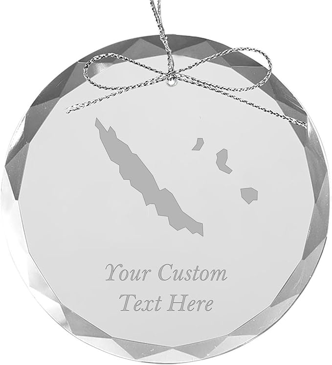 New Caledonia, Personalized Travel Christmas Ornament – Customized Engraved Glass Keepsake - Custom Family Trip & Vacation, 2024, 2025, 2026, 2027 & Name – Destination Xmas Holiday Ornament