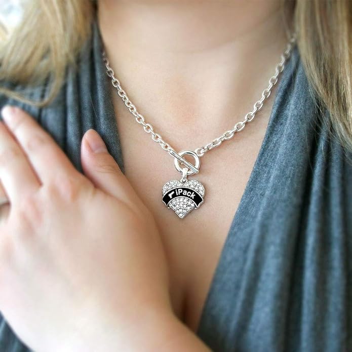 Inspired Silver - Silver Pave Heart Charm 18 Inch Necklace with Cubic Zirconia Jewelry