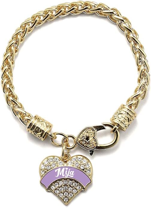 Inspired Silver - Gold Pave Heart Charm Bracelet with Cubic Zirconia Jewelry