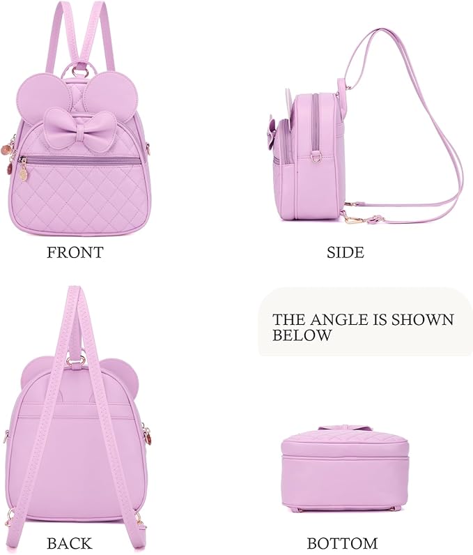 KL928 Girls Mini Backpack Bowknot Polka Dot Cute Small Daypacks Convertible Shoulder Bag Purse for Women