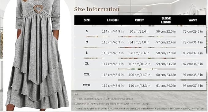 Winter Dresses for Women Wedding Guests Casual Cute Heart Long Sleeve Tiered Maxi Dress with Pockets Plus Size