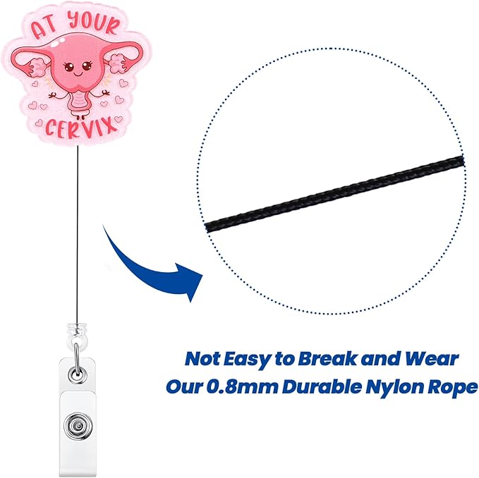 at Your Cervix Funny Badge Reel, Cute Retractable ID Card Badge Holder, Name Tag Medical Work Badge Clip for OB/GYN L&D RN LPN CNA MA ER Night Shift Nurse Nursing Student Doctor, Nurse Gifts