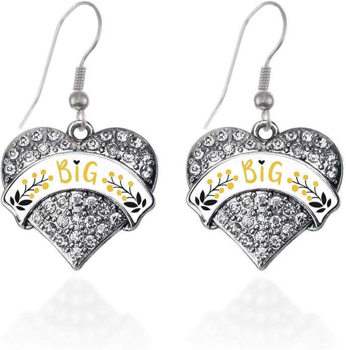 Inspired Silver - Silver Pave Heart Charm French Hook Drop Earrings with Cubic Zirconia Jewelry