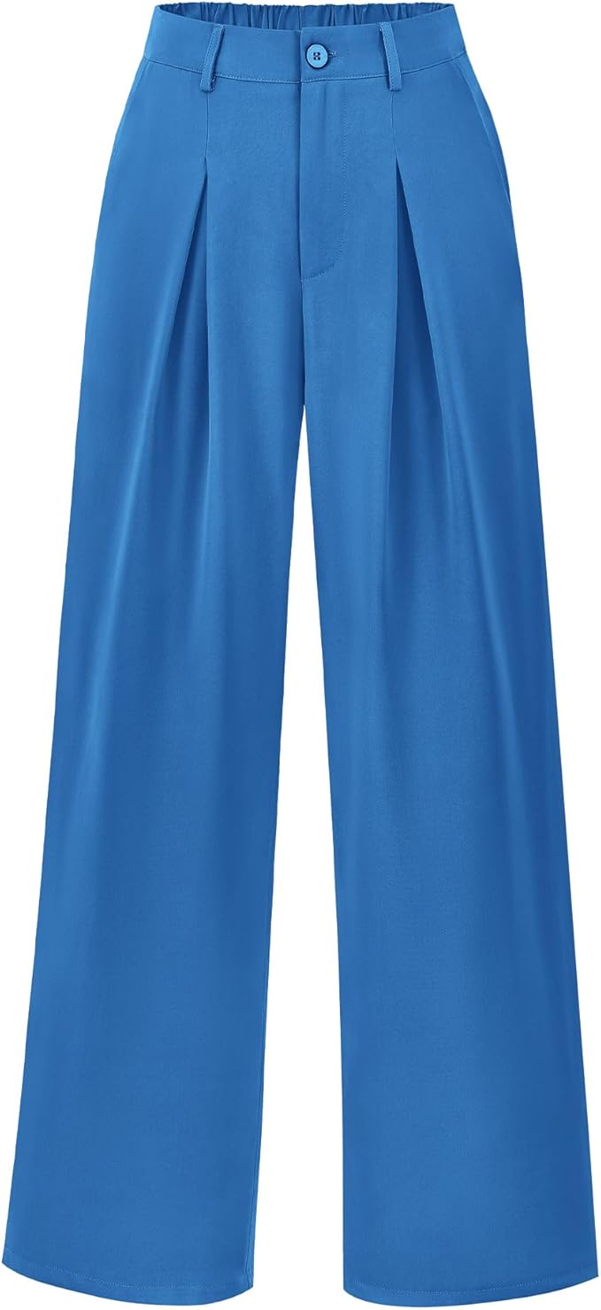 BTFBM Women High Waist Palazzo Pants Spring 2026 Casual Wide Leg Trousers Loose Work Office Business Suit Pant Pockets