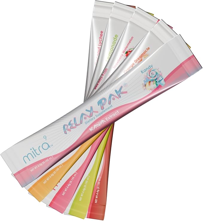 Mitra9 Kava Powder RelaxPak - Variety Pack Kava Extract Powder Packets | Mood Enhancer | Plant Based | Promotes Natural Calm & Clarity | Easy Open Single-Serving Stick (5)