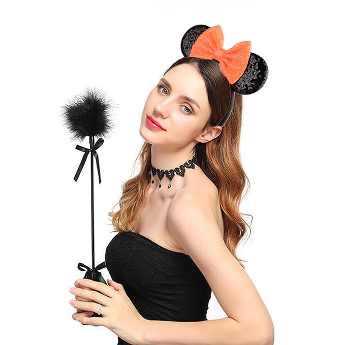 HoveBeaty Mouse Ears Headbands Shiny Sequin Bows Hairband Hair Accessories for Holloween Cosplay Parties