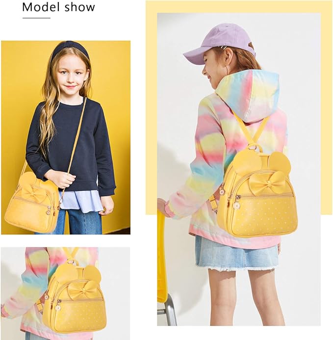 KL928 Girls Mini Backpack Bowknot Polka Dot Cute Small Daypacks Convertible Shoulder Bag Purse for Women
