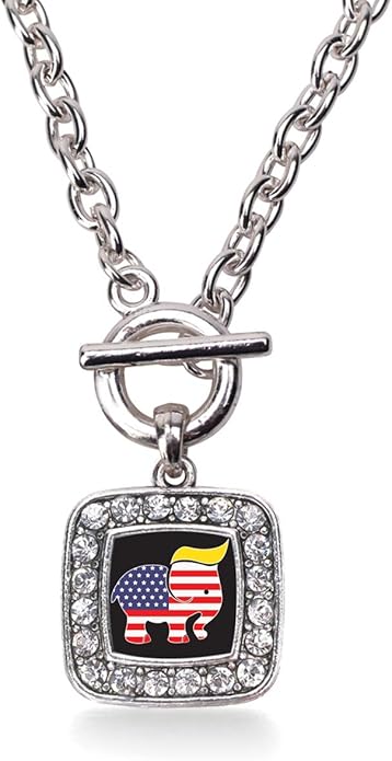 Inspired Silver - Silver Square Charm 18 Inch Necklace with Cubic Zirconia Jewelry