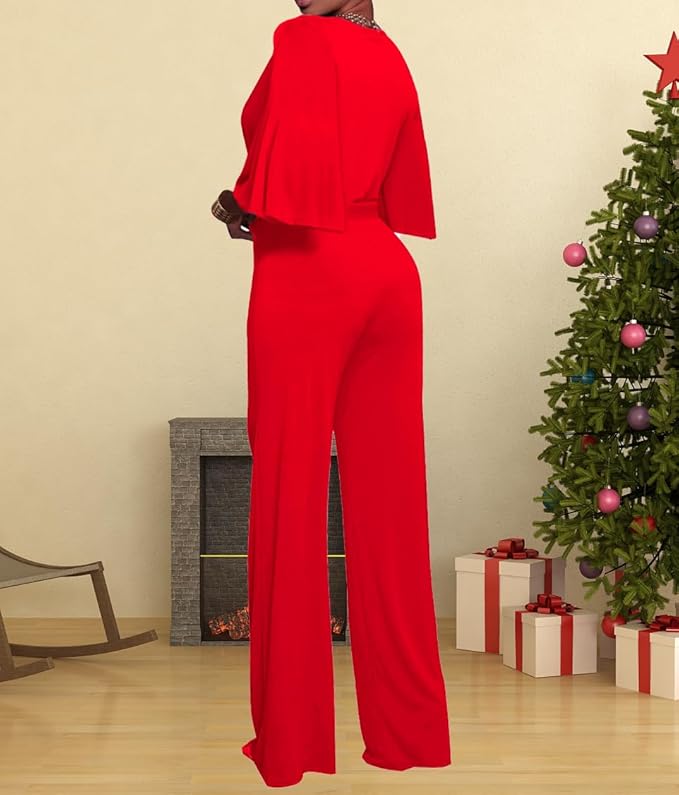 BessCops Womens Loose Short Sleeve Belted Wide Leg Pant Romper Jumpsuit Casual Business One Piece Outfits