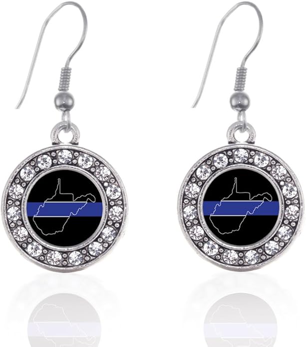 Inspired Silver - Silver Circle Charm French Hook Drop Earrings with Cubic Zirconia Jewelry