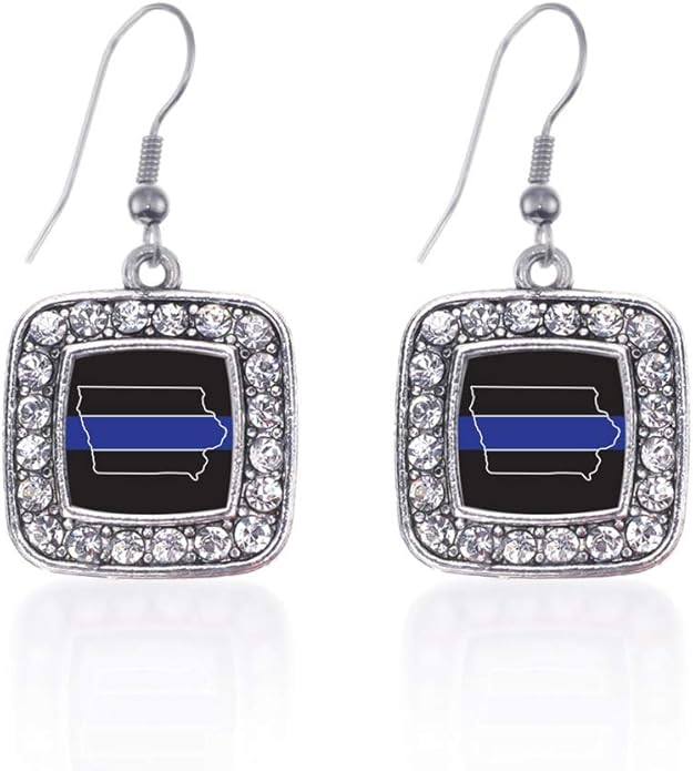 Inspired Silver - Silver Square Charm French Hook Drop Earrings with Cubic Zirconia Jewelry