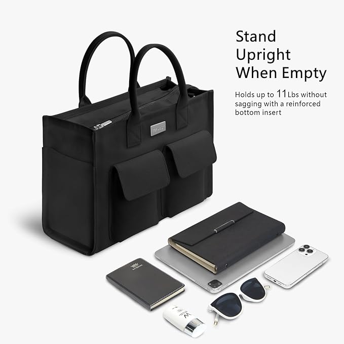 TOPDesign Heavy-Duty Canvas Tote Bag for Women, Adjustable Crossbody/Shoulder Handbag with 9 Pockets, Everything Tote