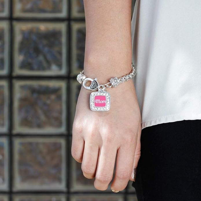 Inspired Silver - Silver Square Charm Bracelet with Cubic Zirconia Jewelry