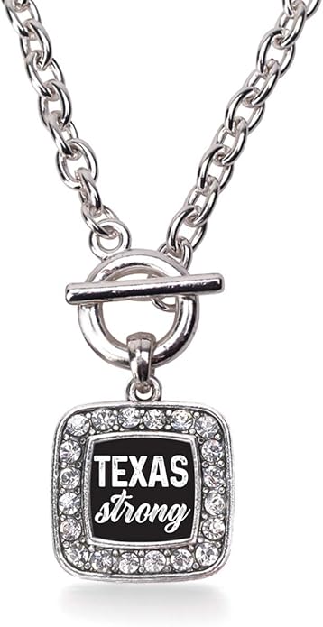 Inspired Silver - Silver Square Charm 18 Inch Necklace with Cubic Zirconia Jewelry