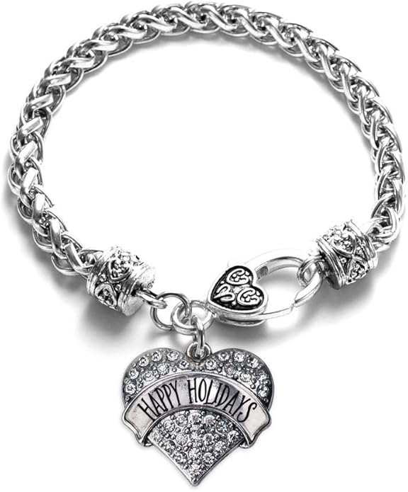 Inspired Silver - Silver Pave Heart Charm Bracelet with Cubic Zirconia Jewelry
