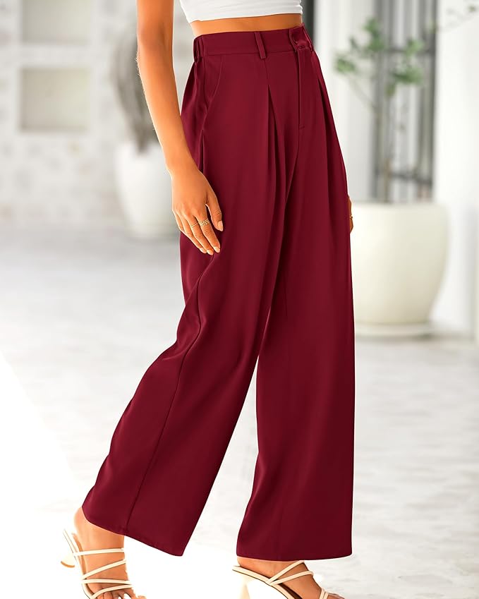 BTFBM Women High Waist Palazzo Pants Spring 2026 Casual Wide Leg Trousers Loose Work Office Business Suit Pant Pockets