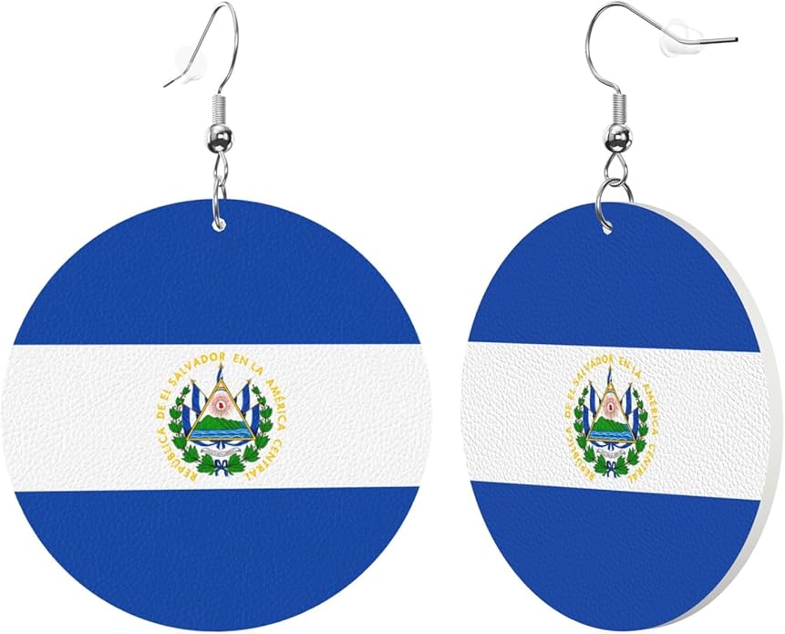 Round Faux Leather Earrings for Women Lightweight Double-Side Printed Drop Dangle Earring for Festival Party Gift