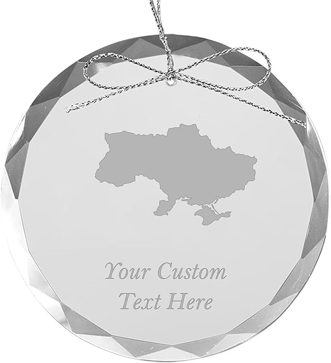 Ukraine, Personalized Travel Christmas Ornament – Customized Engraved Glass Keepsake - Custom Family Trip & Vacation, 2024, 2025, 2026, 2027 & Name – Destination Xmas Holiday Ornament