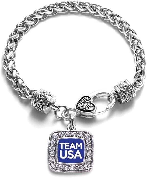 Inspired Silver - Silver Square Charm Bracelet with Cubic Zirconia Jewelry