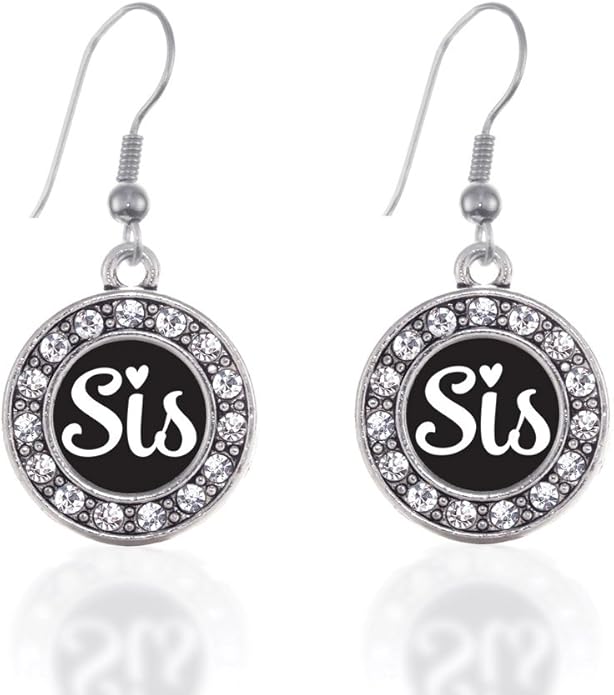 Inspired Silver - Silver Circle Charm French Hook Drop Earrings with Cubic Zirconia Jewelry