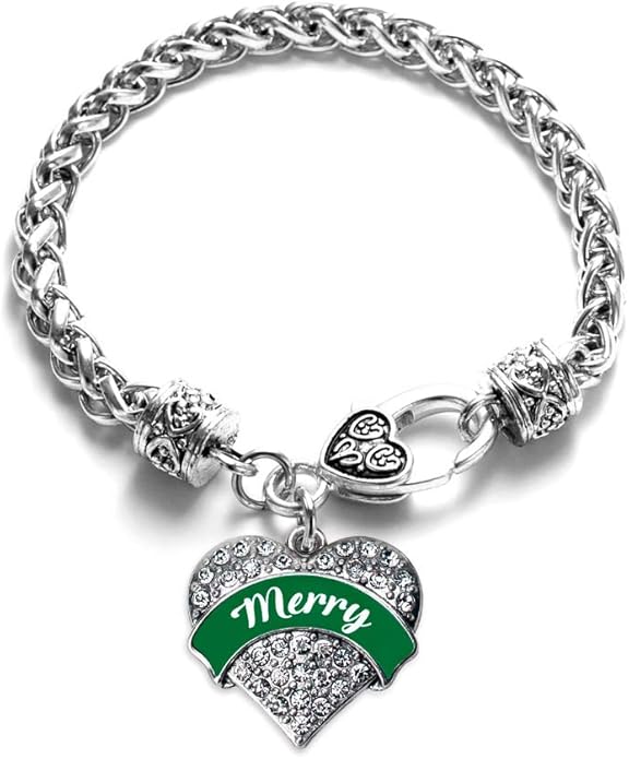 Inspired Silver - Silver Pave Heart Charm Bracelet with Cubic Zirconia Jewelry
