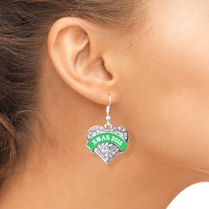 Inspired Silver - Silver Pave Heart Charm French Hook Drop Earrings with Cubic Zirconia Jewelry
