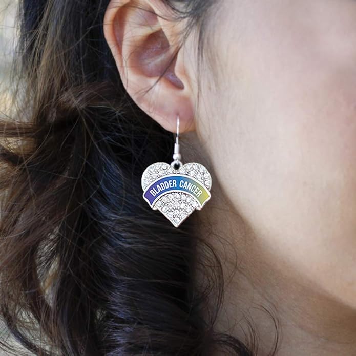 Inspired Silver - Silver Pave Heart Charm French Hook Drop Earrings with Cubic Zirconia Jewelry