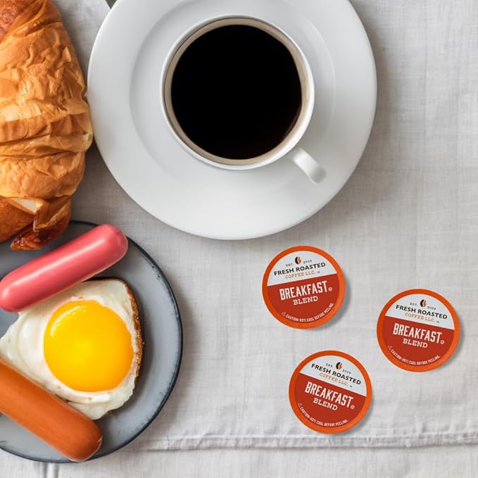 Fresh Roasted Coffee, Breakfast Blend, Light Roast, 72 Pods for K Cup Brewers