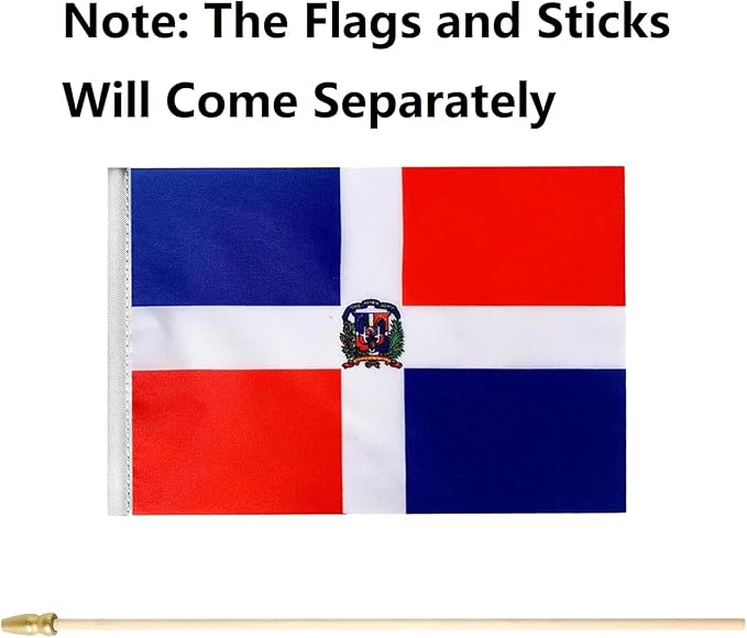 GSYLPFT 12 Pack Dominican Flags on Sticks Dominica Small Mini Hand Held Flags for Office Classroom Holiday Party Decorations