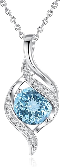 FANCIME Birthstone Necklace for Women Round Cubic Zirconia Necklace S925 Sterling Silver full Love Birthday Gifts for Mom Women