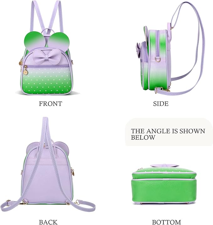 KL928 Girls Mini Backpack Bowknot Polka Dot Cute Small Daypacks Convertible Shoulder Bag Purse for Women