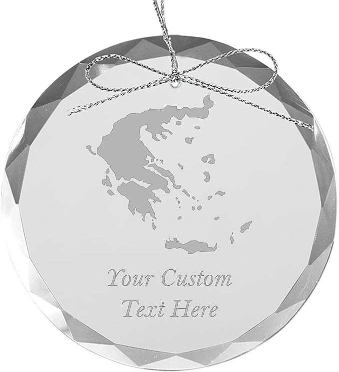 Greece, Personalized Travel Christmas Ornament – Customized Engraved Glass Keepsake - Custom Family Trip & Vacation, 2024, 2025, 2026, 2027 & Name – Destination Xmas Holiday Ornament