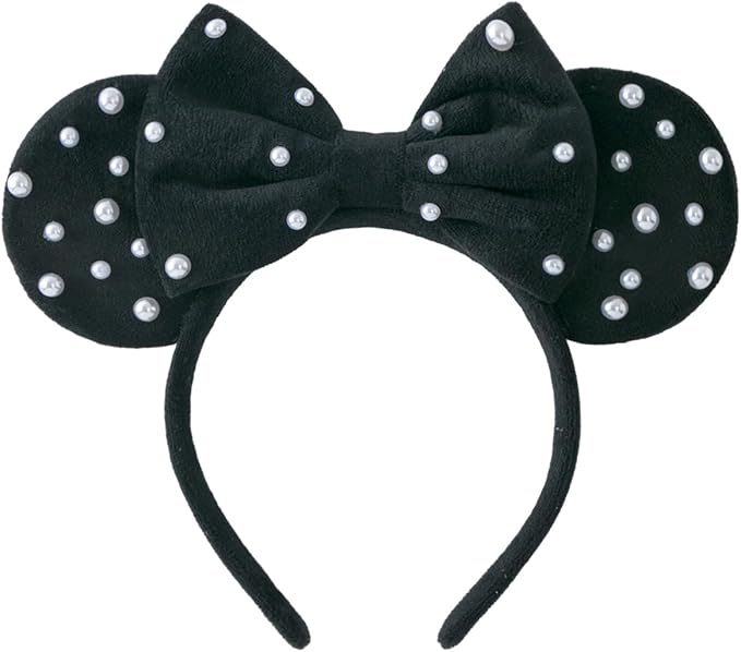 KARETT Sequins Mouse Ears Headband With Glitter Bow Princess Party Decorations For Girls Women