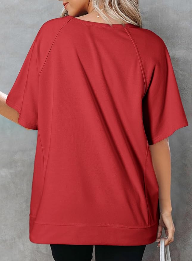 Dokotoo Oversized T Shirts for Women Crewneck Short Sleeve Casual Summer Tops Lightweight Loose High Low Blouse