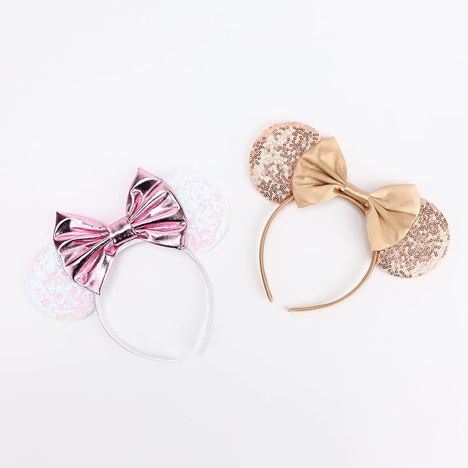 DRESHOW Mouse Ears Bow Headbands Glitter Party Decoration Cosplay Costume for Women
