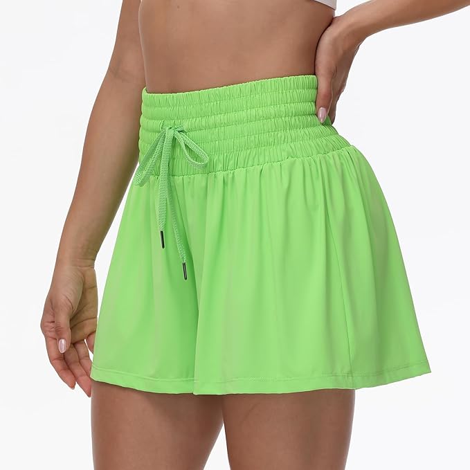 Blaosn Flowy Athletic Shorts for Women Gym Workout Running Short Pants High Waist Skort with Pocket Casual Summer Clothes