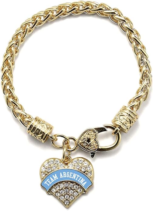 Inspired Silver - Gold Pave Heart Charm Bracelet with Cubic Zirconia Jewelry