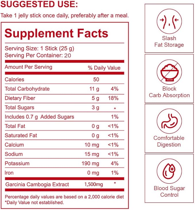 Zoone Nutra Coleology Cutting Jelly – Korean Jelly Stick for Weight Management, Helps Control Appetite & Supports Metabolism with Garcinia Cambogia HCA, Chia Seeds & Pomegranate Flavor – 20 Sticks
