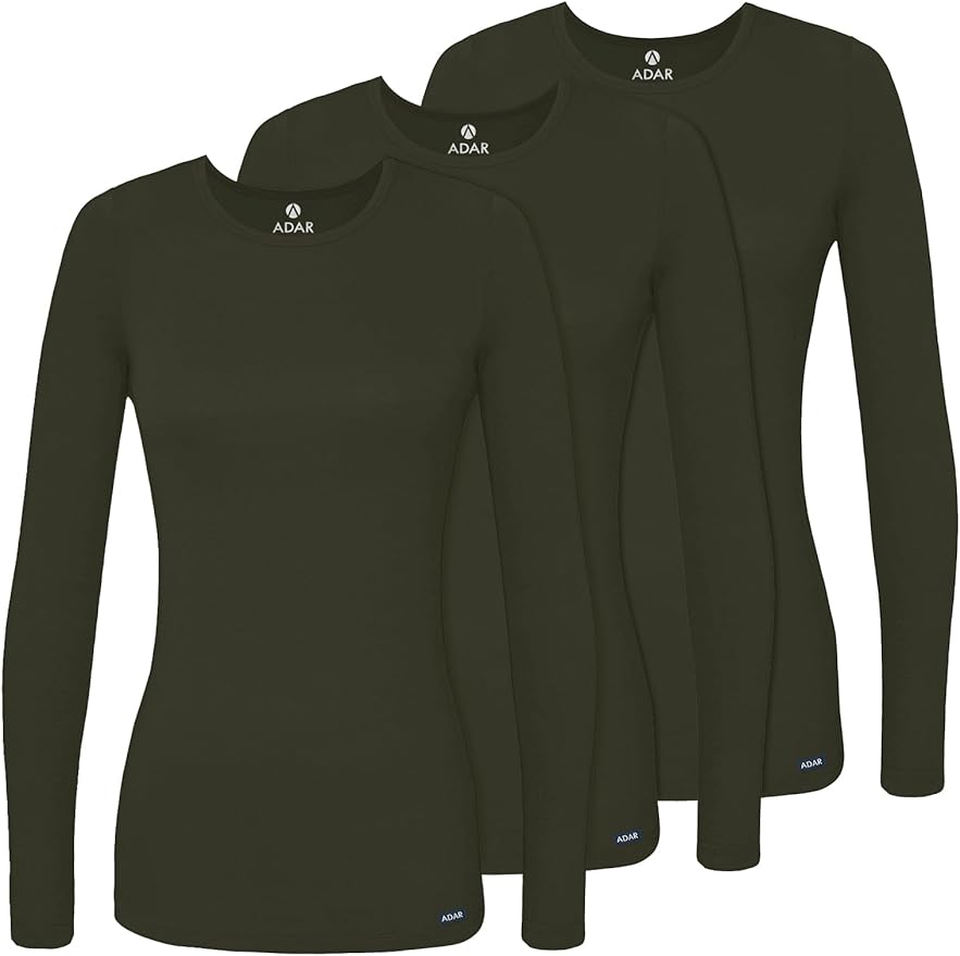 Adar Underscrubs for Women 3 Pack - Long Sleeve Underscrub Comfort Tee